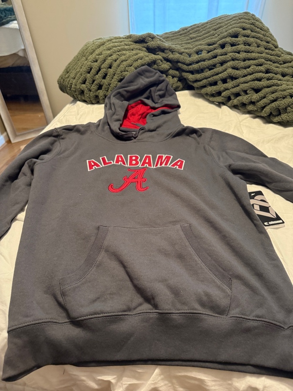 Colosseum Gray Hoodie with Red Alabama Logo